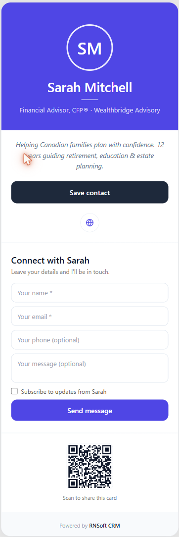 Your digital card captures leads